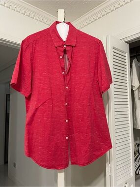 Bugatchi Red Short-Sleeve Button-Down Shirt